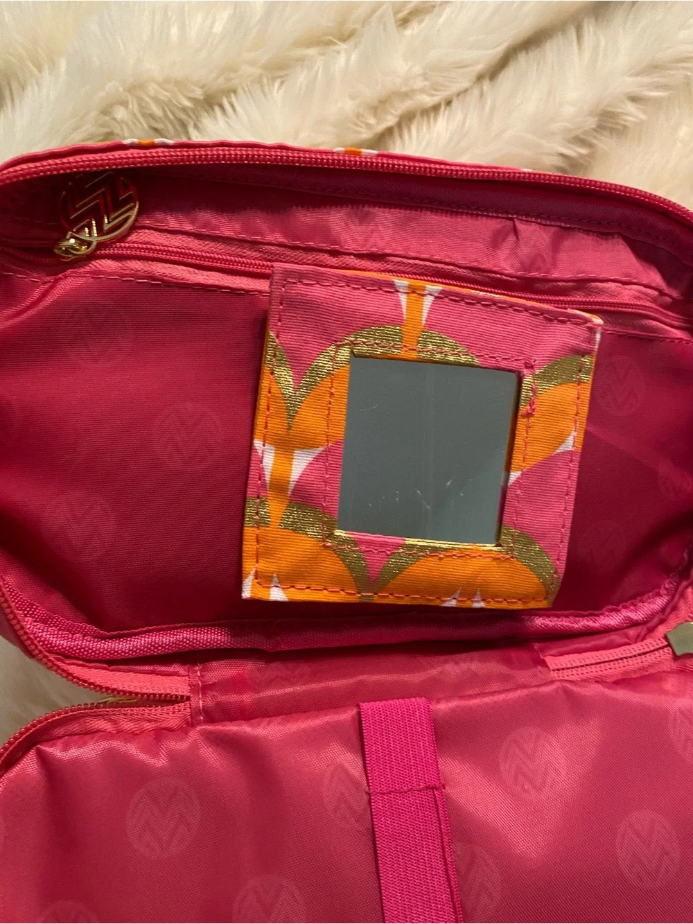 Vibrant Pink & Orange Chevron Accent Cosmetic Case